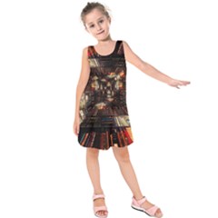 Library Tunnel Books Stacks Kids  Sleeveless Dress by Pakrebo