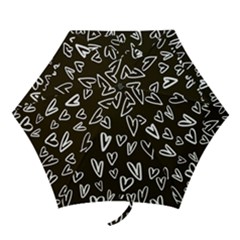 White Hearts - Black Background Mini Folding Umbrellas by alllovelyideas