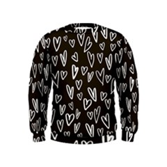 White Hearts - Black Background Kids  Sweatshirt by alllovelyideas