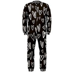 White Hearts - Black Background Onepiece Jumpsuit (men)  by alllovelyideas