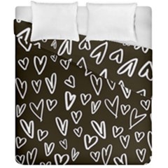 White Hearts - Black Background Duvet Cover Double Side (california King Size) by alllovelyideas