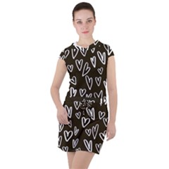 White Hearts - Black Background Drawstring Hooded Dress by alllovelyideas