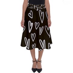 White Hearts - Black Background Perfect Length Midi Skirt by alllovelyideas