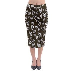 White Hearts - Black Background Midi Pencil Skirt by alllovelyideas