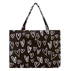 White Hearts - Black Background Medium Tote Bag by alllovelyideas