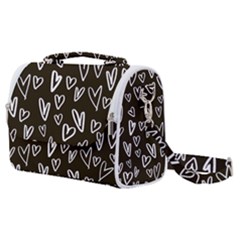 White Hearts - Black Background Satchel Shoulder Bag by alllovelyideas