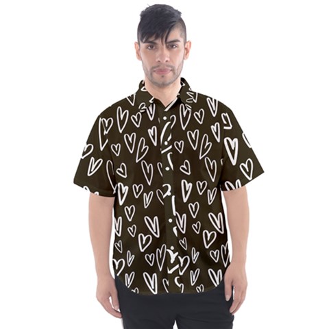 White Hearts - Black Background Men s Short Sleeve Shirt by alllovelyideas