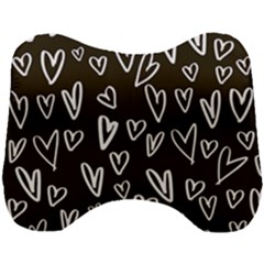 White Hearts - Black Background Head Support Cushion by alllovelyideas