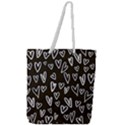 white hearts - black background Full Print Rope Handle Tote (Large) View1