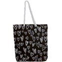 white hearts - black background Full Print Rope Handle Tote (Large) View2