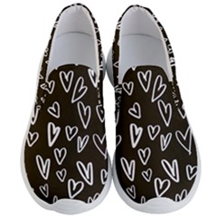 White Hearts - Black Background Men s Lightweight Slip Ons by alllovelyideas