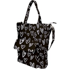 White Hearts - Black Background Shoulder Tote Bag by alllovelyideas