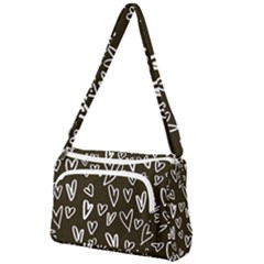 White Hearts - Black Background Front Pocket Crossbody Bag by alllovelyideas