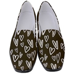 White Hearts - Black Background Women s Classic Loafer Heels by alllovelyideas