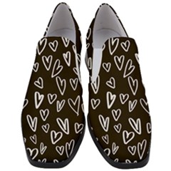 White Hearts - Black Background Slip On Heel Loafers by alllovelyideas