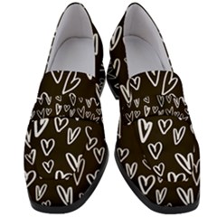 White Hearts - Black Background Women s Chunky Heel Loafers by alllovelyideas