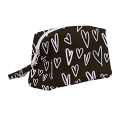 White Hearts - Black Background Wristlet Pouch Bag (medium) by alllovelyideas