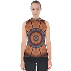 Abstract Kaleidoscope Texture Mock Neck Shell Top by Pakrebo