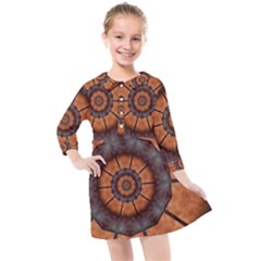 Abstract Kaleidoscope Texture Kids  Quarter Sleeve Shirt Dress by Pakrebo