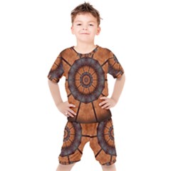 Abstract Kaleidoscope Texture Kids  Tee And Shorts Set by Pakrebo