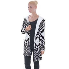 Tile Repeating Pattern Texture Longline Hooded Cardigan