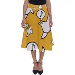 Whistling Sparrow - On Yellow - By Larenard Perfect Length Midi Skirt by LaRenard