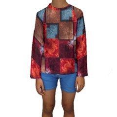 Abstract Depth Structure 3d Kids  Long Sleeve Swimwear by Pakrebo