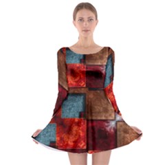 Abstract Depth Structure 3d Long Sleeve Skater Dress by Pakrebo