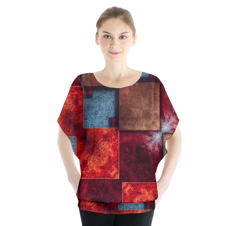 Abstract Depth Structure 3d Batwing Chiffon Blouse