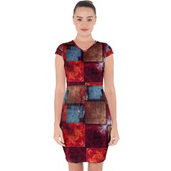 Abstract Depth Structure 3d Capsleeve Drawstring Dress  by Pakrebo