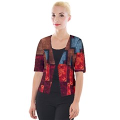 Abstract Depth Structure 3d Cropped Button Cardigan by Pakrebo