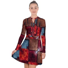 Abstract Depth Structure 3d Long Sleeve Panel Dress