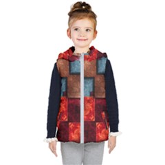 Abstract Depth Structure 3d Kids  Hooded Puffer Vest by Pakrebo