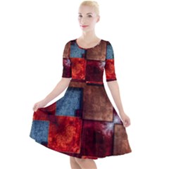 Abstract Depth Structure 3d Quarter Sleeve A-line Dress by Pakrebo