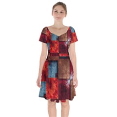 Abstract Depth Structure 3d Short Sleeve Bardot Dress by Pakrebo