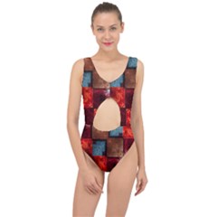 Abstract Depth Structure 3d Center Cut Out Swimsuit by Pakrebo