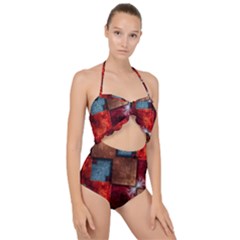 Abstract Depth Structure 3d Scallop Top Cut Out Swimsuit by Pakrebo