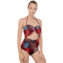 Abstract Depth Structure 3d Scallop Top Cut Out Swimsuit View1