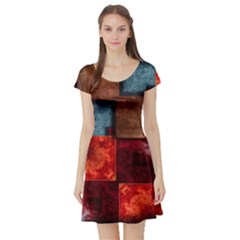 Abstract Depth Structure 3d Short Sleeve Skater Dress by Pakrebo