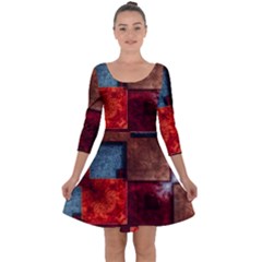 Abstract Depth Structure 3d Quarter Sleeve Skater Dress by Pakrebo