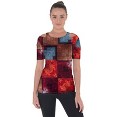 Abstract Depth Structure 3d Shoulder Cut Out Short Sleeve Top by Pakrebo