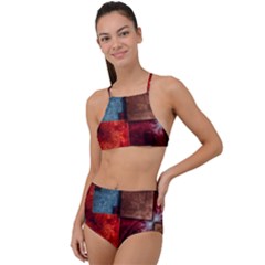 Abstract Depth Structure 3d High Waist Tankini Set