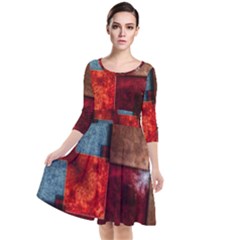 Abstract Depth Structure 3d Quarter Sleeve Waist Band Dress by Pakrebo