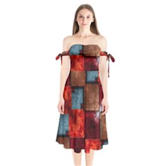 Abstract Depth Structure 3d Shoulder Tie Bardot Midi Dress by Pakrebo