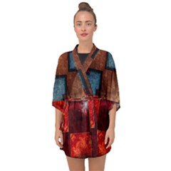 Abstract Depth Structure 3d Half Sleeve Chiffon Kimono by Pakrebo