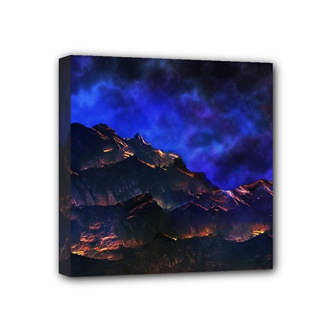 Landscape Sci Fi Alien World Mini Canvas 4  X 4  (stretched) by Pakrebo