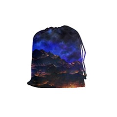 Landscape Sci Fi Alien World Drawstring Pouch (medium) by Pakrebo