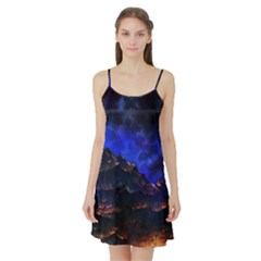 Landscape Sci Fi Alien World Satin Night Slip by Pakrebo