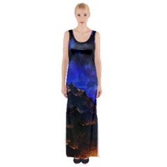 Landscape Sci Fi Alien World Maxi Thigh Split Dress by Pakrebo