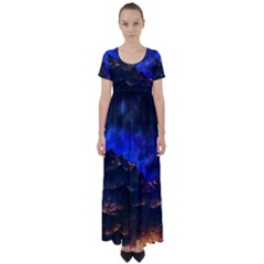 Landscape Sci Fi Alien World High Waist Short Sleeve Maxi Dress by Pakrebo